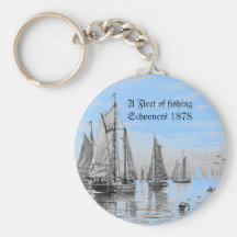 "Vintage-1878 Fishing Schooner Fleet," Key Chain