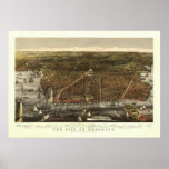 Vintage 1879 Brooklyn NY Bird's Eye View Map Posters