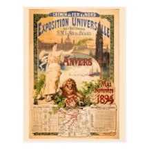 Vintage 1894 Antwerp World Exposition Post Card