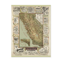Vintage 1895 California Bicycle Cycling Map Postcards