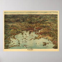 Vintage 1905 Boston View / Map Print