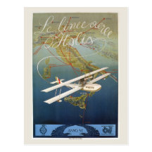Vintage 1920s island plane shuttle Italian travel Postcard
