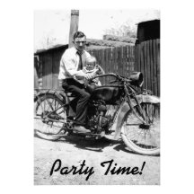 Vintage 1920s Motorcycle Birthday Custom Announcement