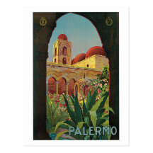 vintage 1920s Palermo Sicily travel ad Post Cards