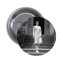 Vintage 1920s Women's Tennis Fashion Pinback Buttons