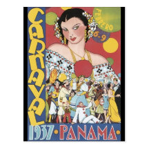 Vintage 1937 Panama Carnaval Woman Post Card