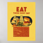 Vintage 1940s healthy food school posters