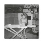Vintage 1950s Girl in Kitchen Magnet