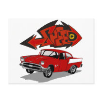 Vintage 1957 Chevy with Grafitti Text Speed Post Cards
