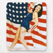 Vintage 4 th of July Pinup Mouse Pads