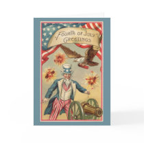 Vintage 4th of July Greetings, Uncle Sam Fireworks Greeting Cards