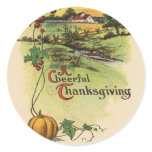 Vintage A Cheerful Thanksgiving Stickers
