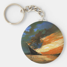 Vintage Abstract Burning Flag Key Chain