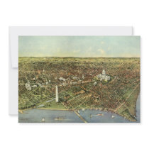 Vintage Aerial Antique City Map of Washington DC Custom Invitations