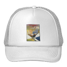 Vintage Aeroplane art:  Meeting d'Aviation Trucker Hats
