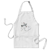 Vintage Aeroplane Black and White Drawing Apron