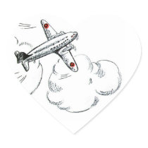 Vintage Aeroplane Black and White Drawing