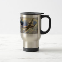 Vintage Aeroplane Flying Around the World in Cloud Coffee Mugs