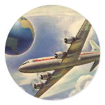 Vintage Aeroplane Flying Around the World in Cloud Stickers