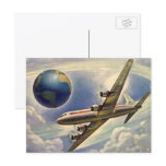 Vintage Aeroplane Flying Around the World postcards