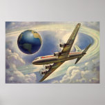 Vintage Aeroplane Flying Around the World posters
