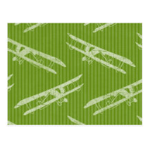 Vintage Aeroplane Green Post Card