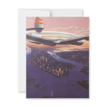 Vintage Aeroplane over Hudson River, New York City Personalized Announcements