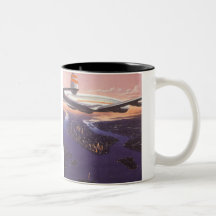 Vintage Aeroplane over Hudson River, New York City Coffee Mug