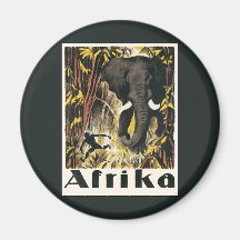 Vintage Africa Travel Poster, African Elephant Fridge Magnets