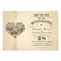 vintage aged typographic save the date personalized invitation