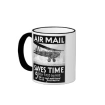 Vintage Air Mail Poster Design with Bi-Plant Mugs