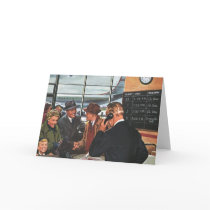 Vintage Airline Ticket Counter with Passengers