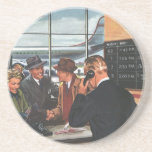 Vintage Airline Ticket Counter with Passengers Drink Coasters