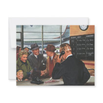 Vintage Airline Ticket Counter with Passengers