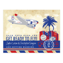 Vintage Airline Travel Save the Date Postcard