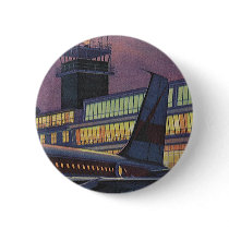Vintage Airport, Passengers Boarding Aeroplane Pinback Button