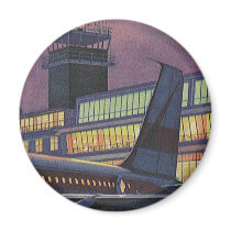 Vintage Airport, Passengers Boarding Aeroplane Fridge Magnet