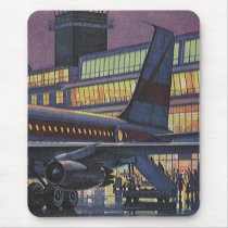 Vintage Airport, Passengers Boarding Aeroplane Mouse Mats