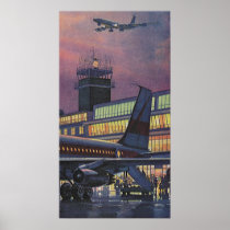 Vintage Airport, Passengers Boarding Aeroplane Poster