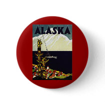 vintage alaska poster pinback buttons