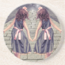 vintage alice in wonderland  girls fairy garden beverage coaster