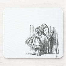 Vintage Alice in Wonderland looking for the door Mouse Pads