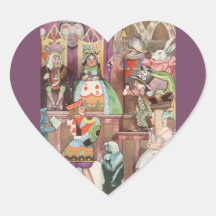 Vintage Alice in Wonderland, Queen of Hearts Heart Stickers