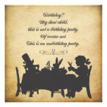 Vintage Alice in Wonderland Tea Party Birthday Personalised Announcement