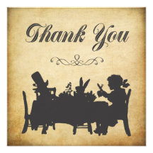 Vintage Alice in Wonderland Tea Party Thank You Custom Invites