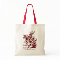 Vintage Alice in Wonderland White Rabbit Tote Bags