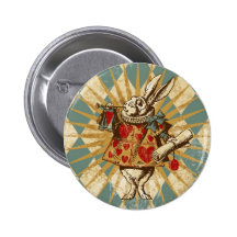 Vintage Alice White Rabbit Buttons