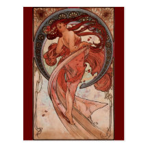 Vintage Alphones Mucha  Dance Post Card