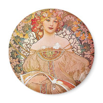 Vintage Alphonse Maria Mucha Art Magnet