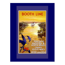 Vintage Amazon Cruise Ship Art Poster on Cards Post Card